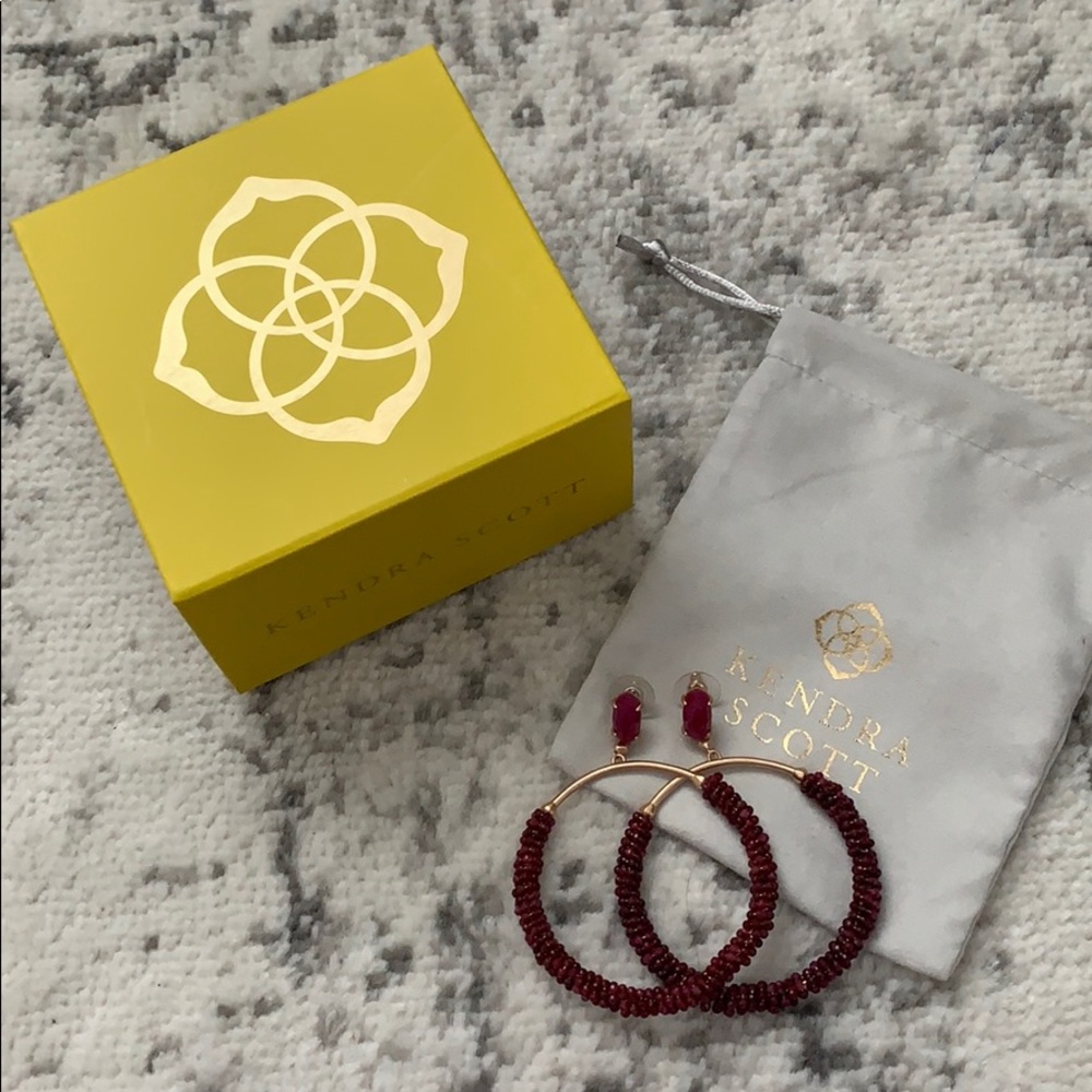 Kendra Scott Russell Gold and Burgundy Earrings